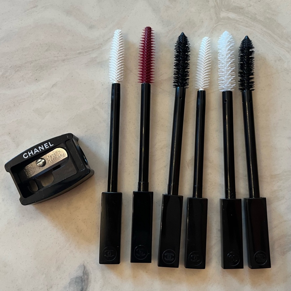 Lot of 6 Chanel Branded Mascara Applicator Brush Wands & Pencil Sharpener NEW!